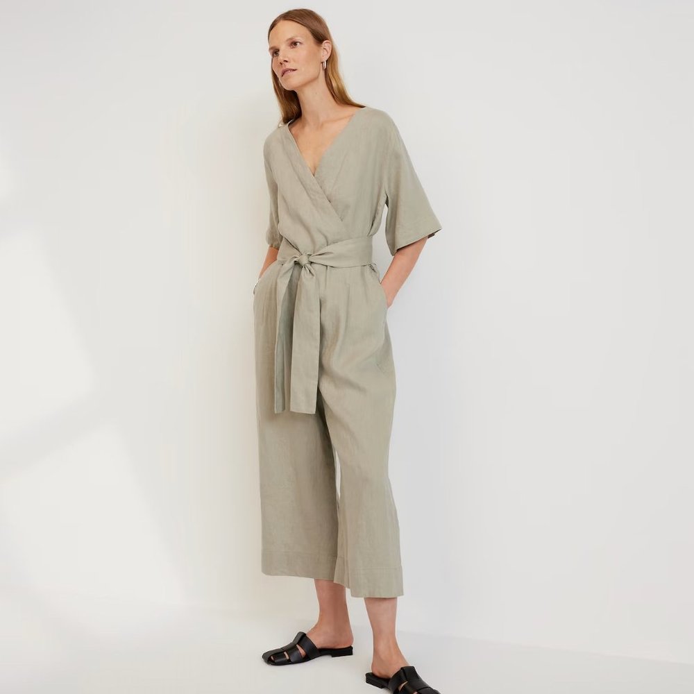Everlane Linen Cross-Front Jumpsuit